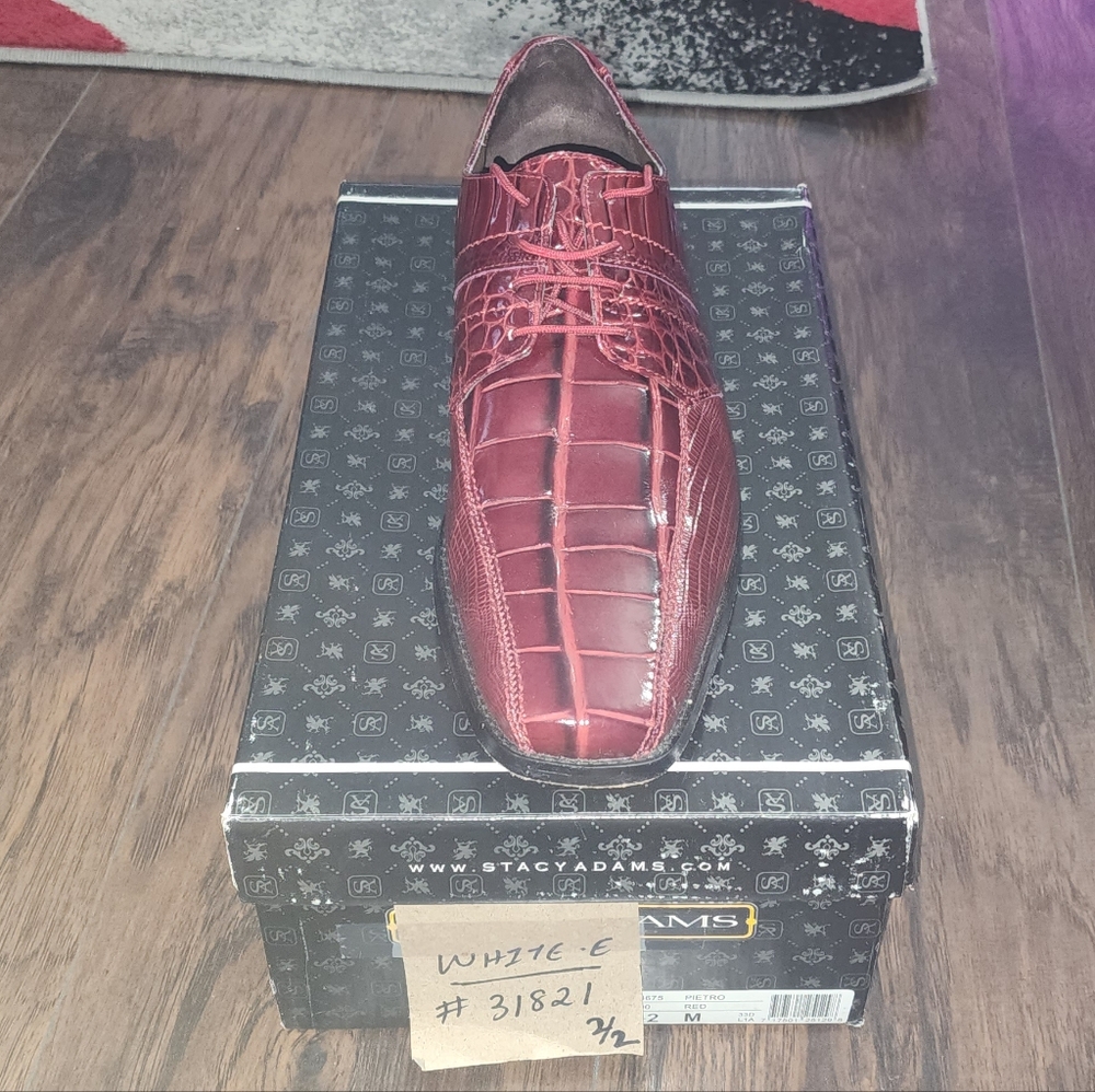Stacy Adams Men's Burgundy Croc-Embossed Oxfords